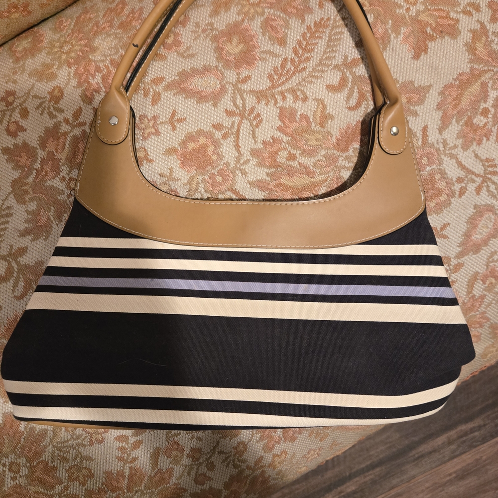 Victoria's Secret Black and Tan Striped Mini Bag
